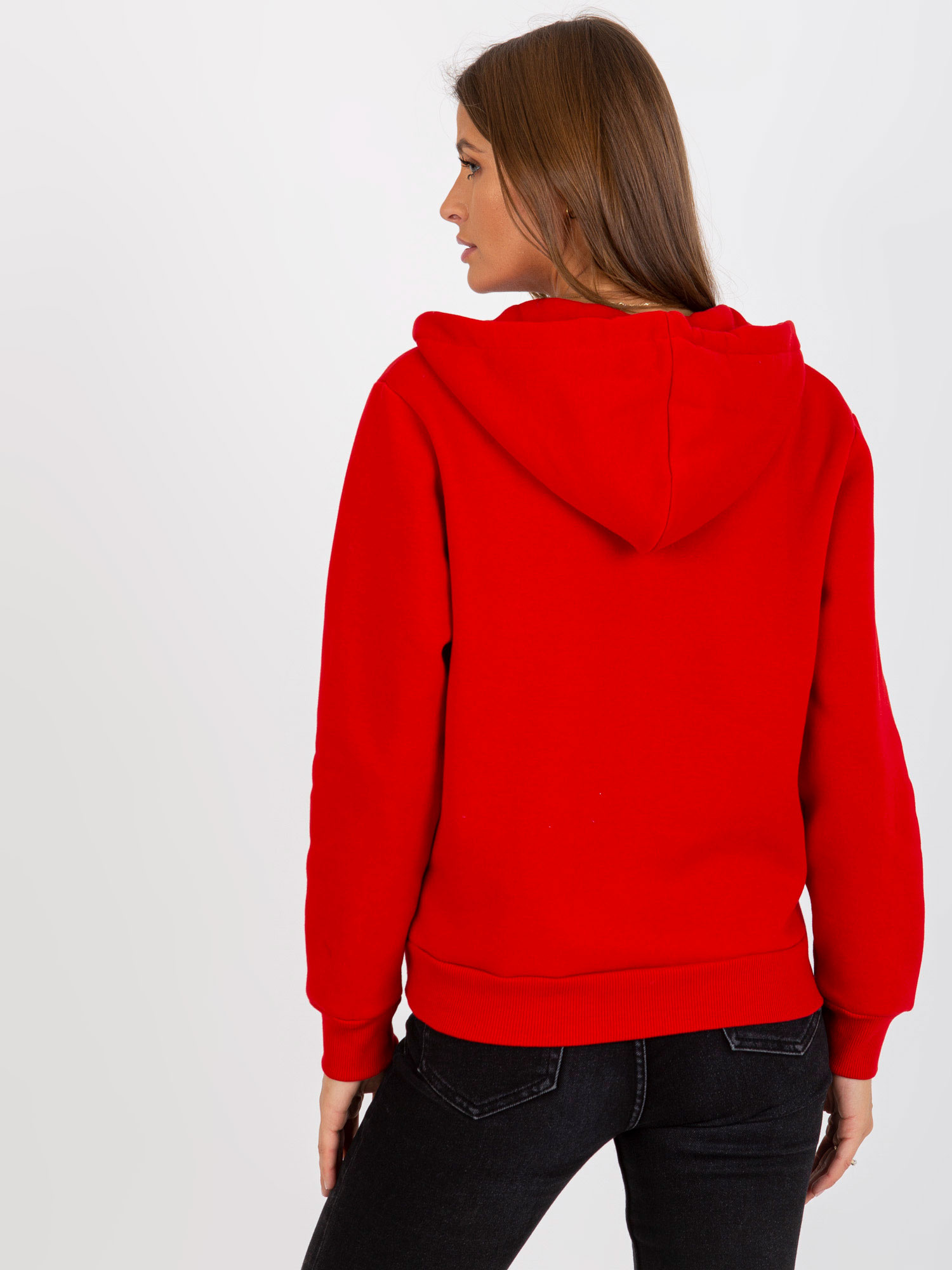 Czerwona dresowa rozpinana bluza basic z kapturem RUE PARIS