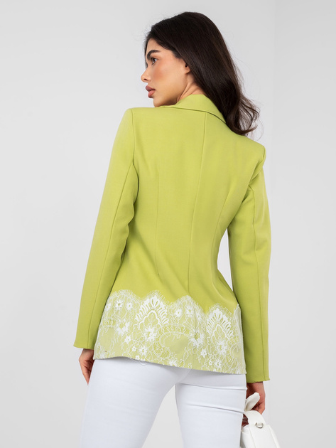 Limonkowa marynarka z poduszkami na ramionach