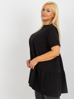 Hurt Czarna długa bluzka plus size basic z falbaną