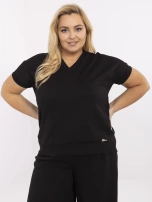Czarna damska bluzka plus size z dekoltem V
