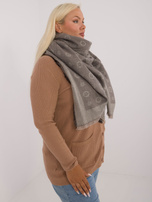 Hurt Szaro-beżowy duży szal damski z dzianiny we wzór