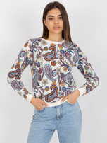 Hurt Ecru-niebieska bluza w orientalne wzory bez kaptura