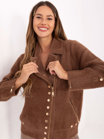 Jasnobrązowa kurtka alpaka z dodatkiem wełny