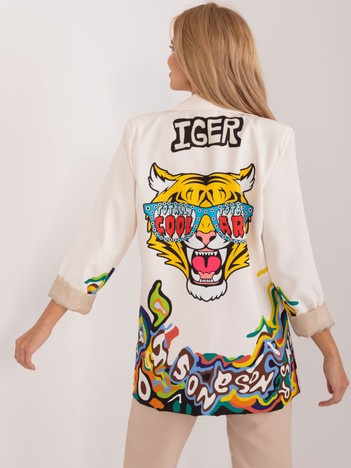 Hurt Kremowa marynarka z nadrukiem na plecach