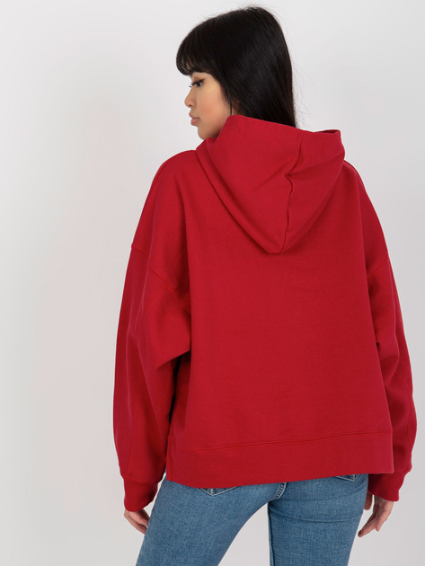 Hurt Ciemnoczerwona dresowa bluza z kapturem z naszywką MAYFLIES