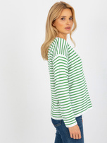 Hurt Biało-zielony damski sweter klasyczny w paski RUE PARIS