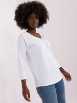 Hurt Biała bluzka oversize z dekoltem V  RUE PARIS