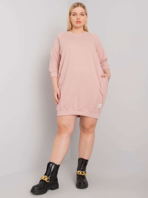 Brudnoróżowa bawełniana sukienka plus size Karissa