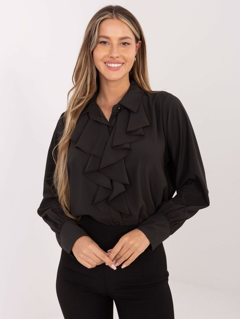 Czekoladowa rozpinana koszula z kołnierzykiem