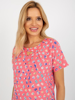 Hurt Koralowa bluzka z nadrukiem i okrągłym dekoltem