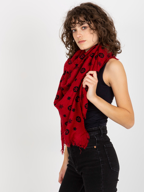 Hurtownia Czerwony damski szal z nadrukiem