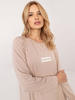 Hurt Beżowa casualowa sukienka dresowa z modalu