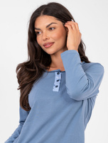 Brudnoniebieska piżama ze spodniami w róże