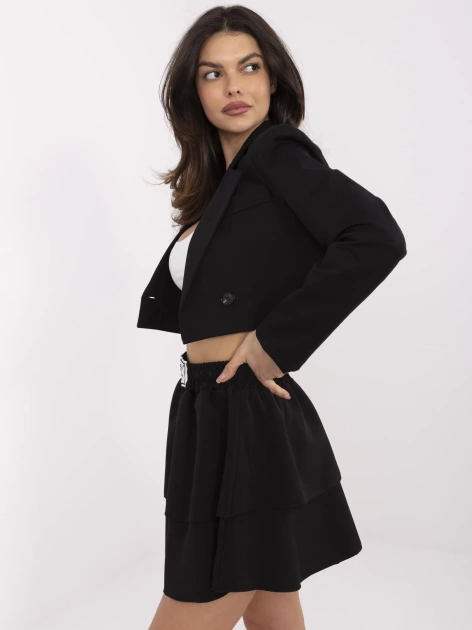 Hurtownia Czarna mini spódnica z falbaną