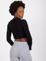 Czarna prążkowana bluzka na co dzień Flores RUE PARIS