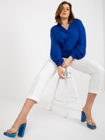 Hurt Ciemnoniebieska koszulowa bluzka plus size z kołnierzykiem