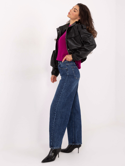 Ciemnoniebieskie damskie jeansy baloon