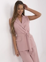  Brudnoróżowy garnitur damski z dwurzędowym zapięciem