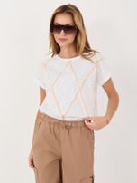 Beżowa bawełniana bluzka z krótkim rękawem 