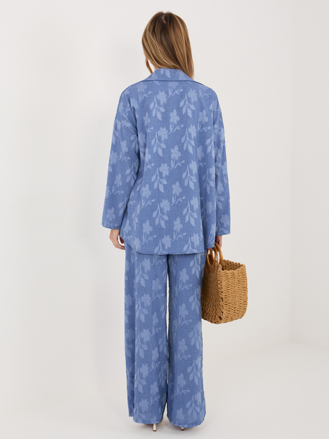 Niebieski letni komplet z koszulą oversize RUE PARIS