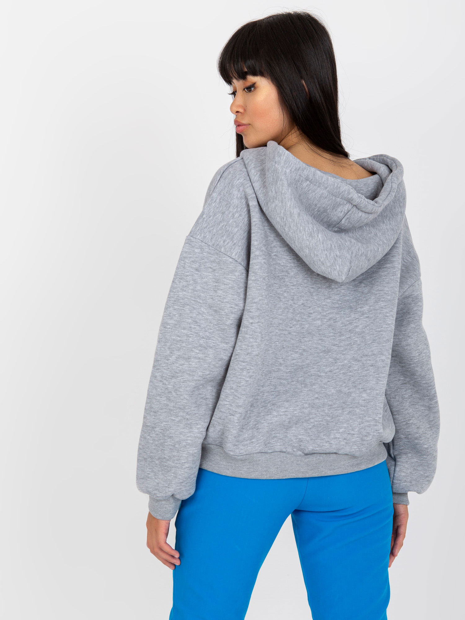 Hurt Szara melanżowa dresowa bluza basic z dekoltem w serek