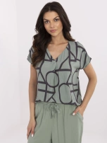 Khaki bluzka w geometryczne wzory SUBLEVEL