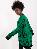 Hurt Zielony damski sweter oversize z wełną