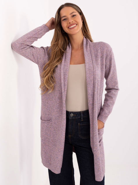 Ciemnoróżowy damski kardigan bez zapięcia