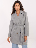 Biało-ciemnoszary płaszcz z kołnierzem RUE PARIS 