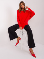 Hurt Czerwony sweter oversize o kroju nietoperza
