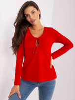 Hurt Czerwona bluzka basic z długim rękawem RUE PARIS