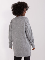 Hurt Szary damski sweter klasyczny z dekoltem V