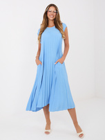 Niebieska trapezowa sukienka na lato RUE PARIS