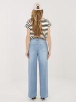 Niebieskie jeansy wide leg z wiązaniem SUBLEVEL