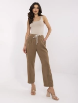 Ecru dresowe spodnie basic z wiązaniem