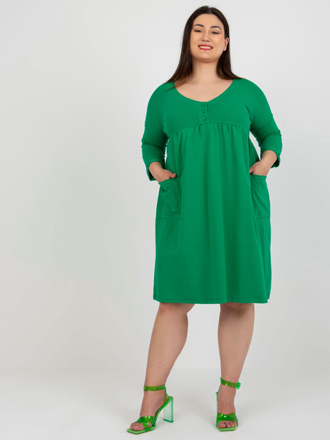 Hurt Zielona rozkloszowana sukienka plus size z bawełny