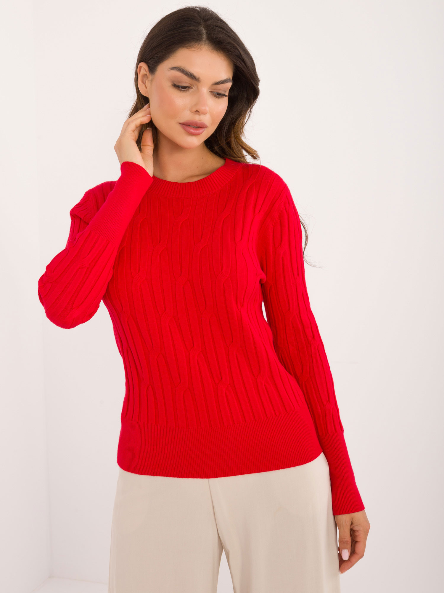 Sweter ciemny czerwony