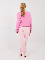 Jasnoróżowe dresowe spodnie ze ściągaczami