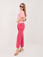 Fuksjowe sztruksowe spodnie ze zwężaną nogawką 