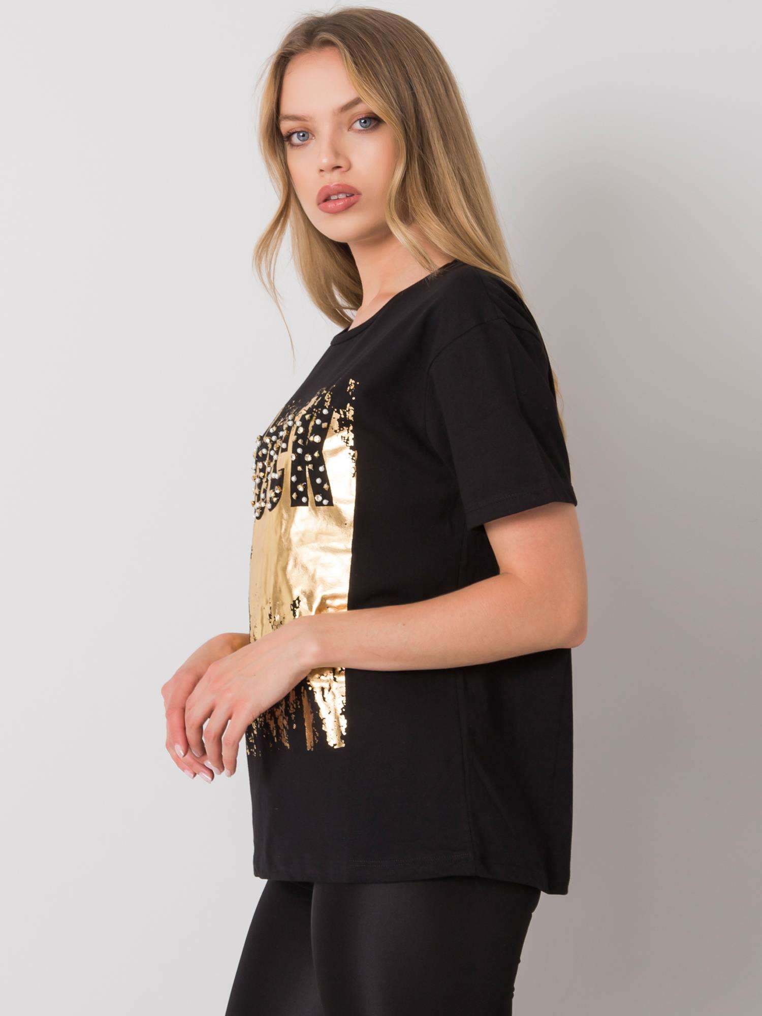 Czarny t-shirt z nadrukiem Ginger