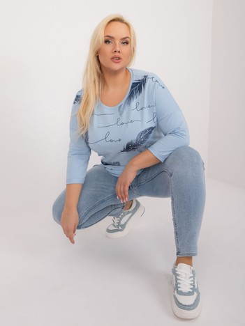 Hurt Jasnoniebieska bawełniana bluzka plus size 
