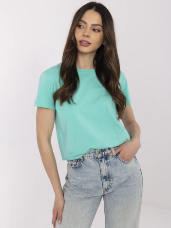 Turkusowy t-shirt o dopasowanym kroju BASIC FEEL GOOD