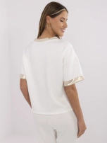 Ecru damska bluzka oversize z nadrukiem