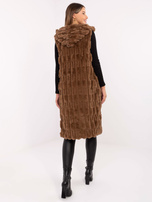 Ciemnobeżowa zimowa kamizelka z suwakiem