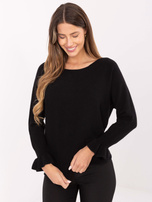 Czarny damski sweter w jednolitym kolorze 