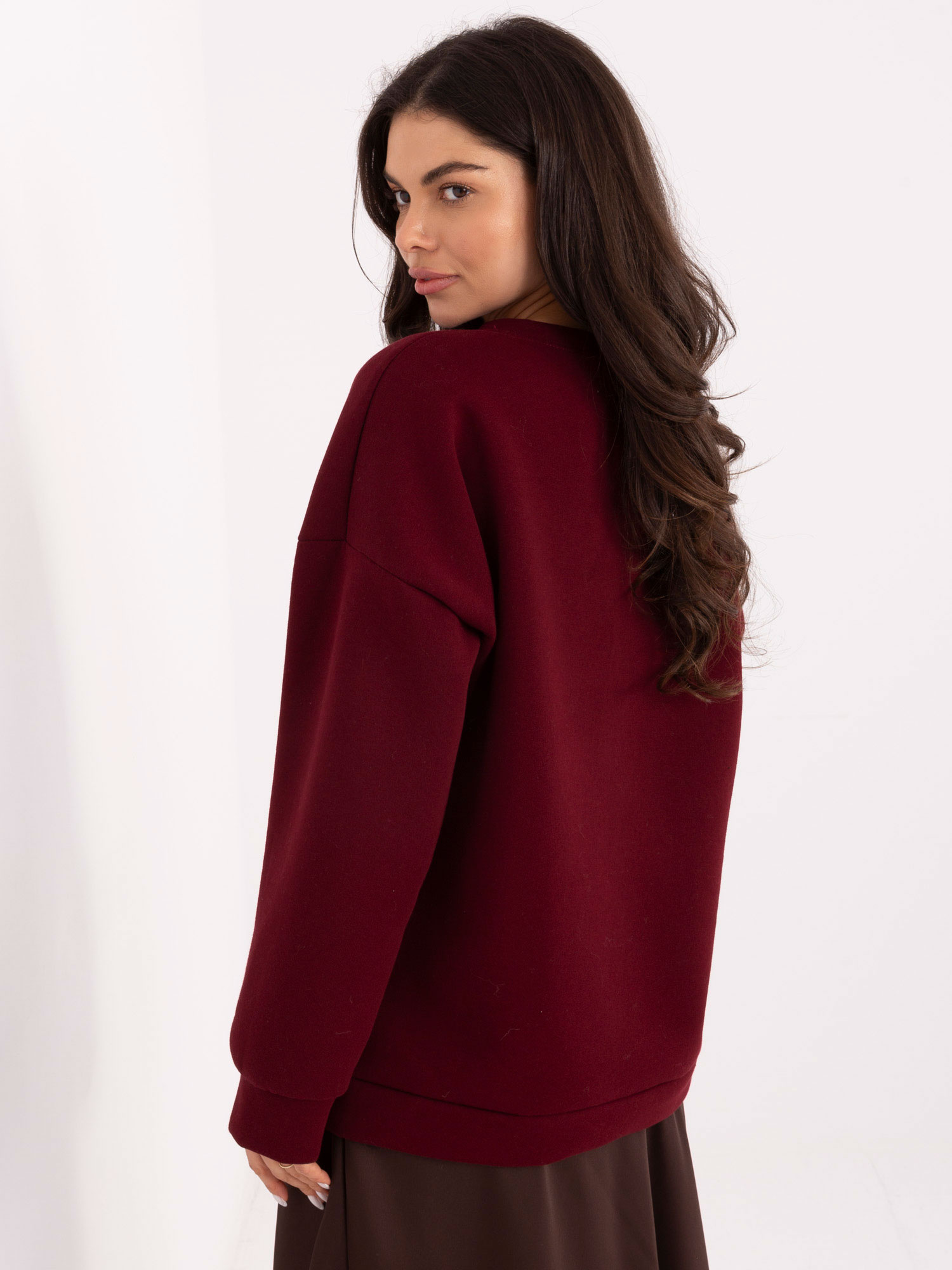 Bordowa damska bluza oversize z ociepleniem