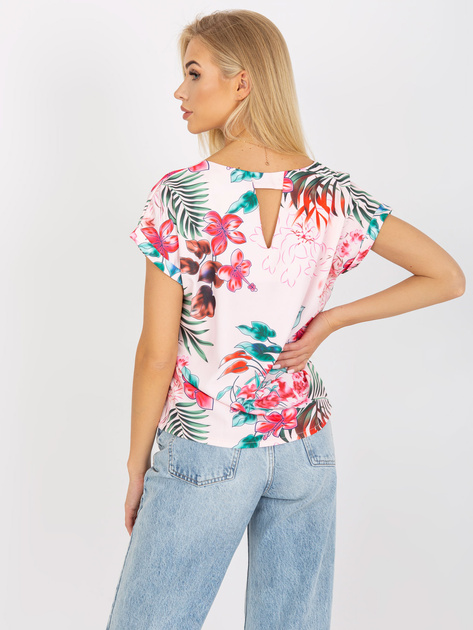 Jasnoróżowa bluzka z letnim wzorem RUE PARIS