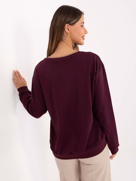 Burgundowa damska bluzka z długim rękawem