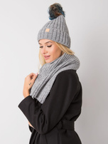 Szary komplet zimowy z czapką i szalikiem Rubby RUE PARIS