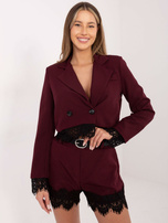 Burgundowe eleganckie szorty z kieszeniami